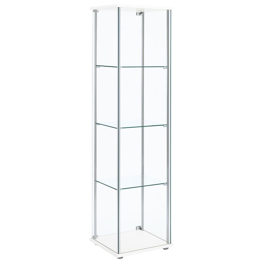 (image for) Bellatrix 4-shelf Clear Glass Curio Cabinet White