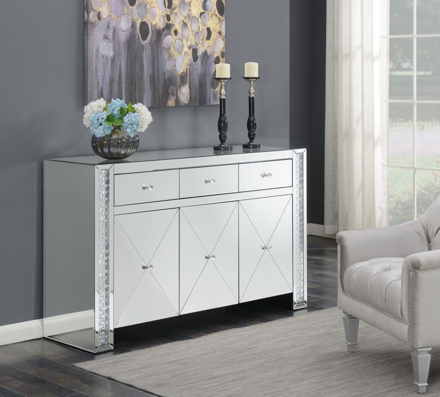 (image for) Maya 3-drawer Mirrored Storage Accent Cabinet Silver