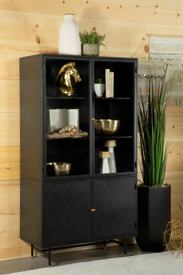 (image for) Santiago 4-door Metal Tall Storage Cabinet Matte Black