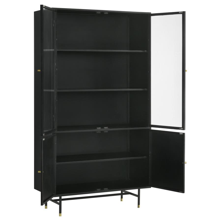 (image for) Santiago 4-door Metal Tall Storage Cabinet Matte Black