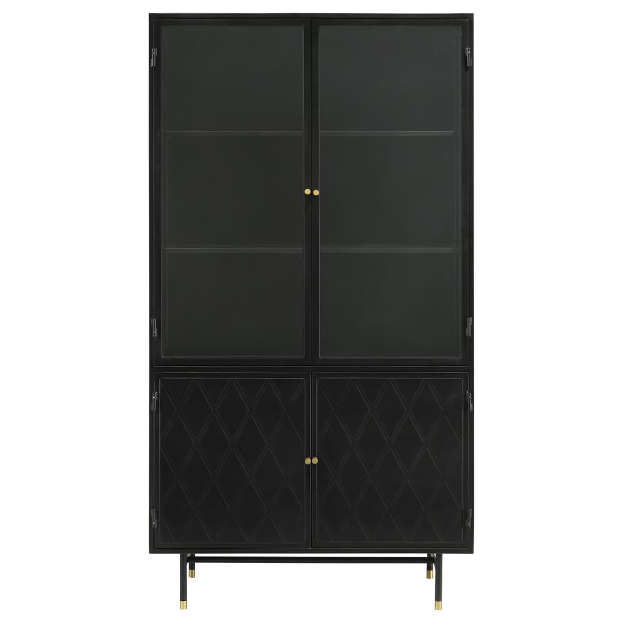 (image for) Santiago 4-door Metal Tall Storage Cabinet Matte Black