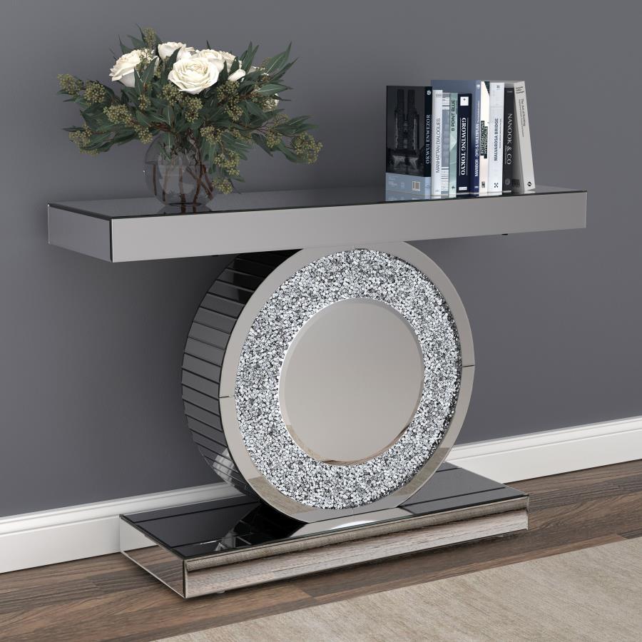 (image for) Bergenia Mirrored Entryway Sofa Console Table Silver