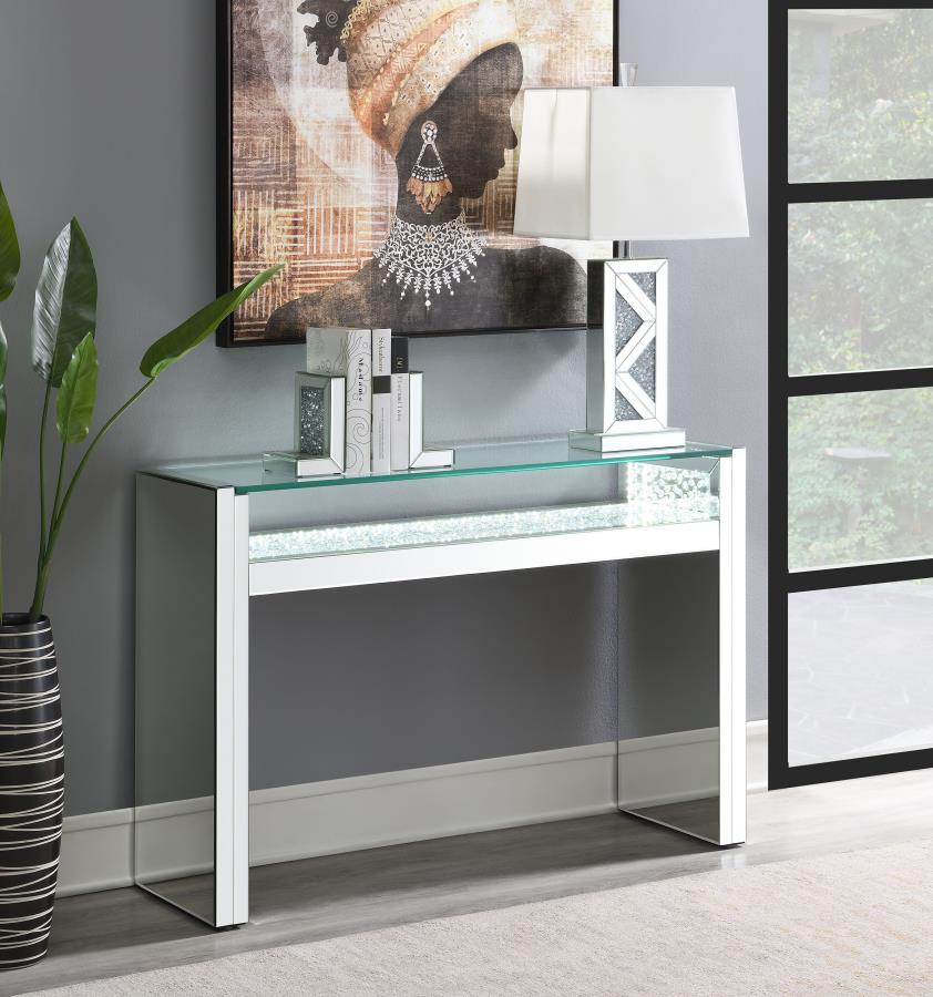 (image for) Edna Mirrored Acrylic Console Table LED Lighting Silver