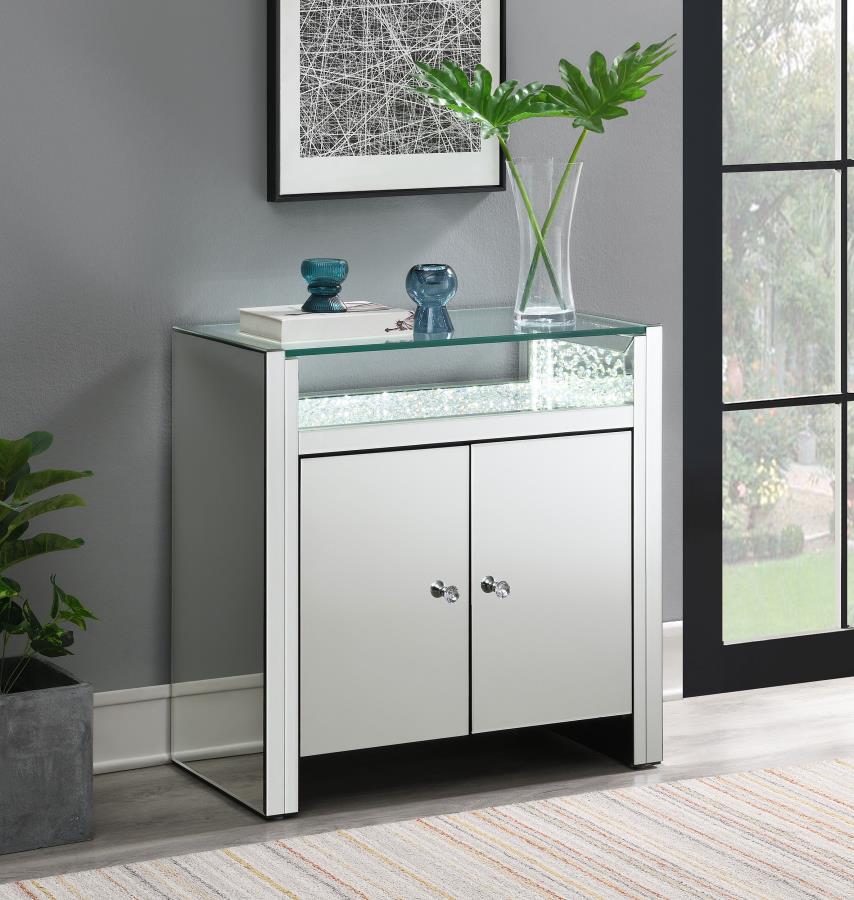 (image for) Betsey 2-door Mirrored Acrylic Storage Accent Cabinet Silver