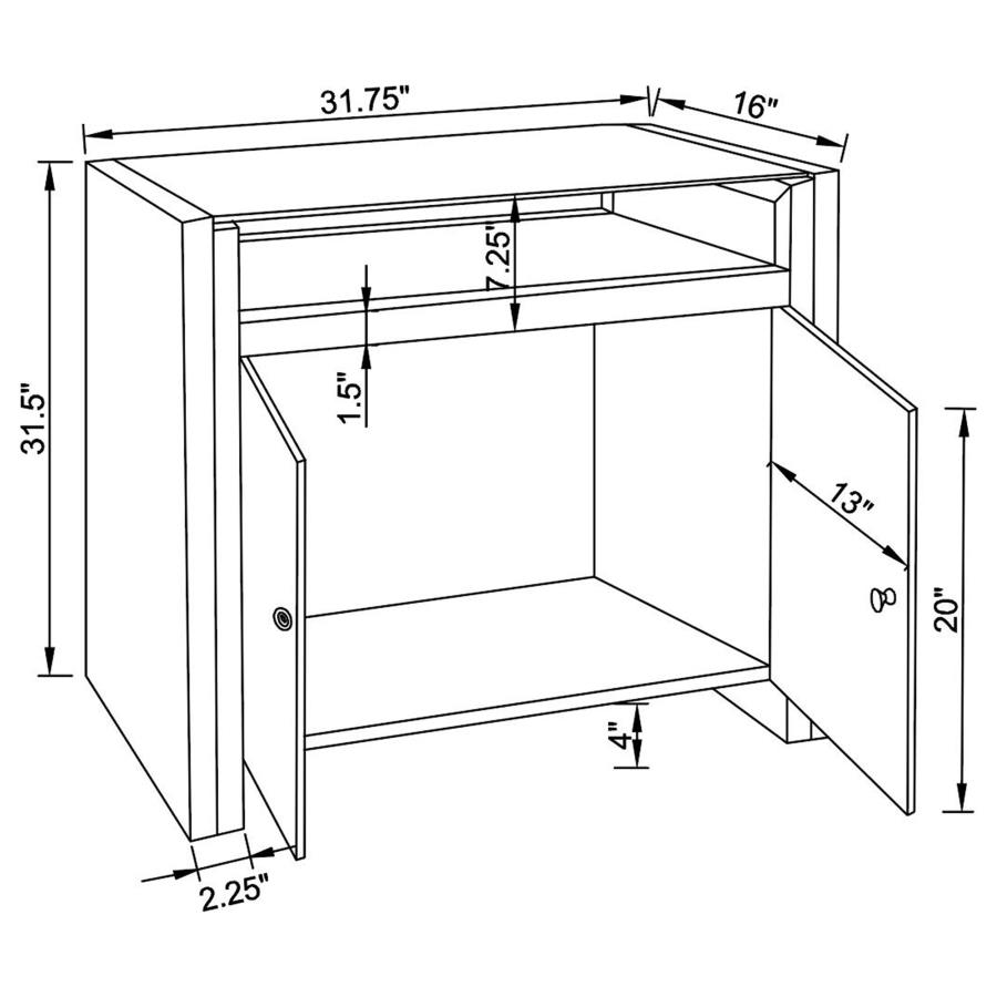 (image for) Betsey 2-door Mirrored Acrylic Storage Accent Cabinet Silver