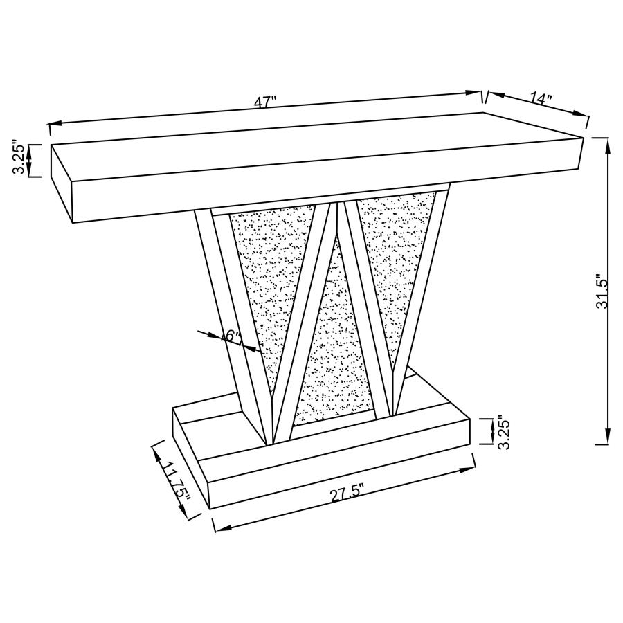 (image for) Crocus Rectangular Mirrored Entryway Console Table Silver