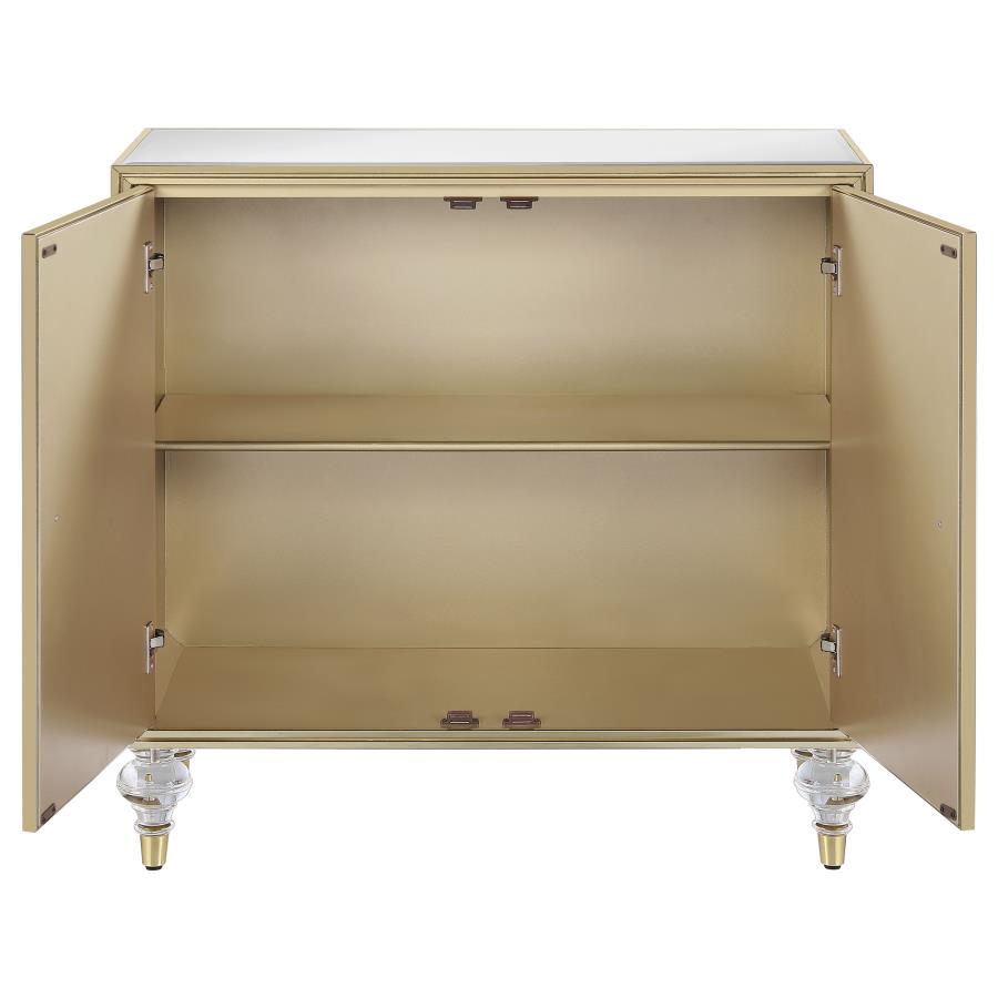 (image for) Astilbe 2-door Mirrored Accent Cabinet Silver and Champagne