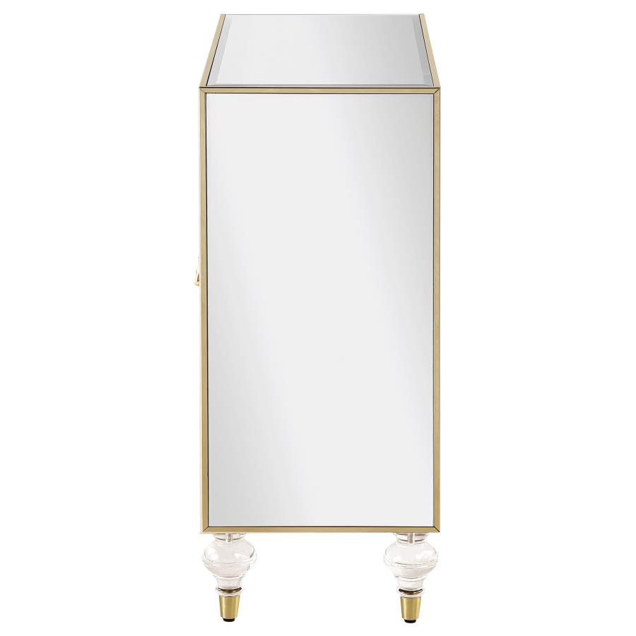 (image for) Astilbe 2-door Mirrored Accent Cabinet Silver and Champagne