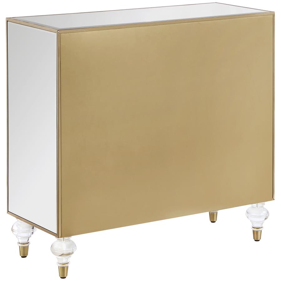 (image for) Astilbe 2-door Mirrored Accent Cabinet Silver and Champagne