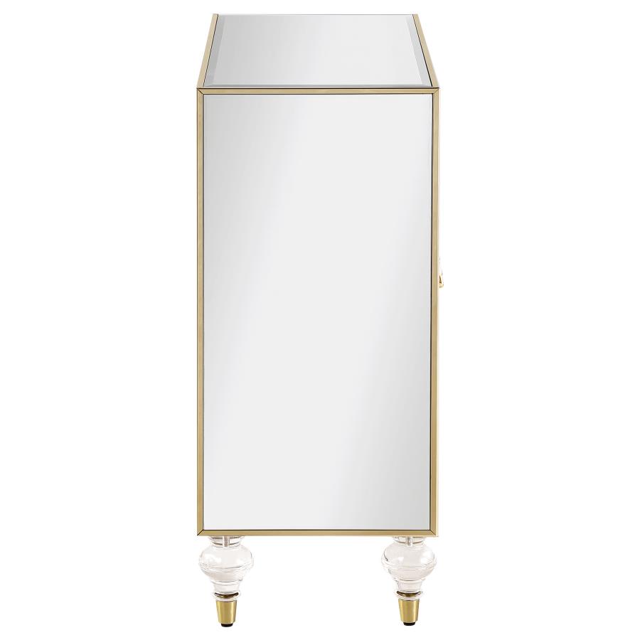 (image for) Astilbe 2-door Mirrored Accent Cabinet Silver and Champagne