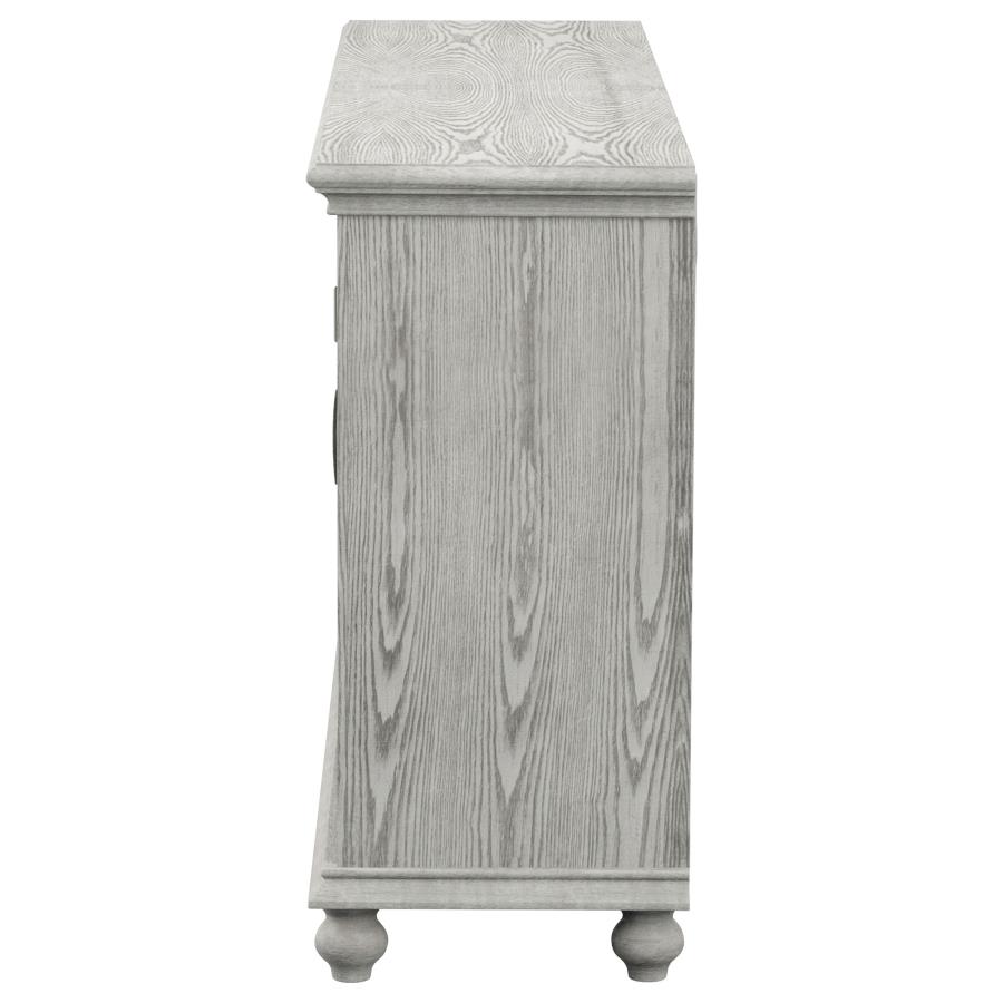 (image for) Melanie 4-door Wood Trellis Accent Cabinet Distressed White