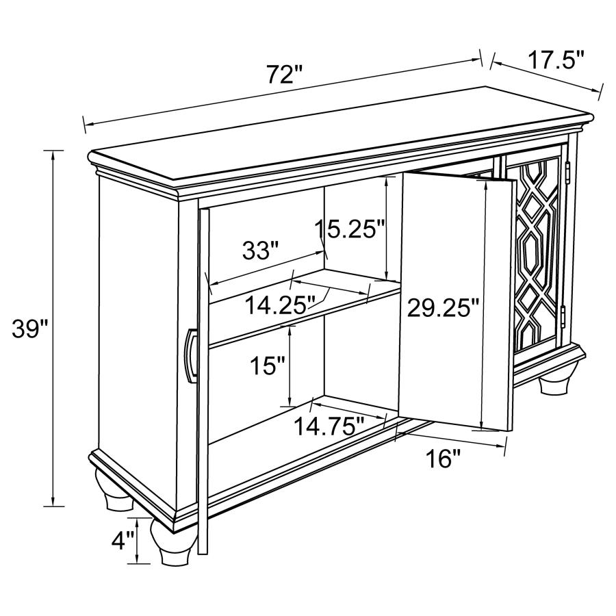 (image for) Melanie 4-door Wood Trellis Accent Cabinet Distressed White