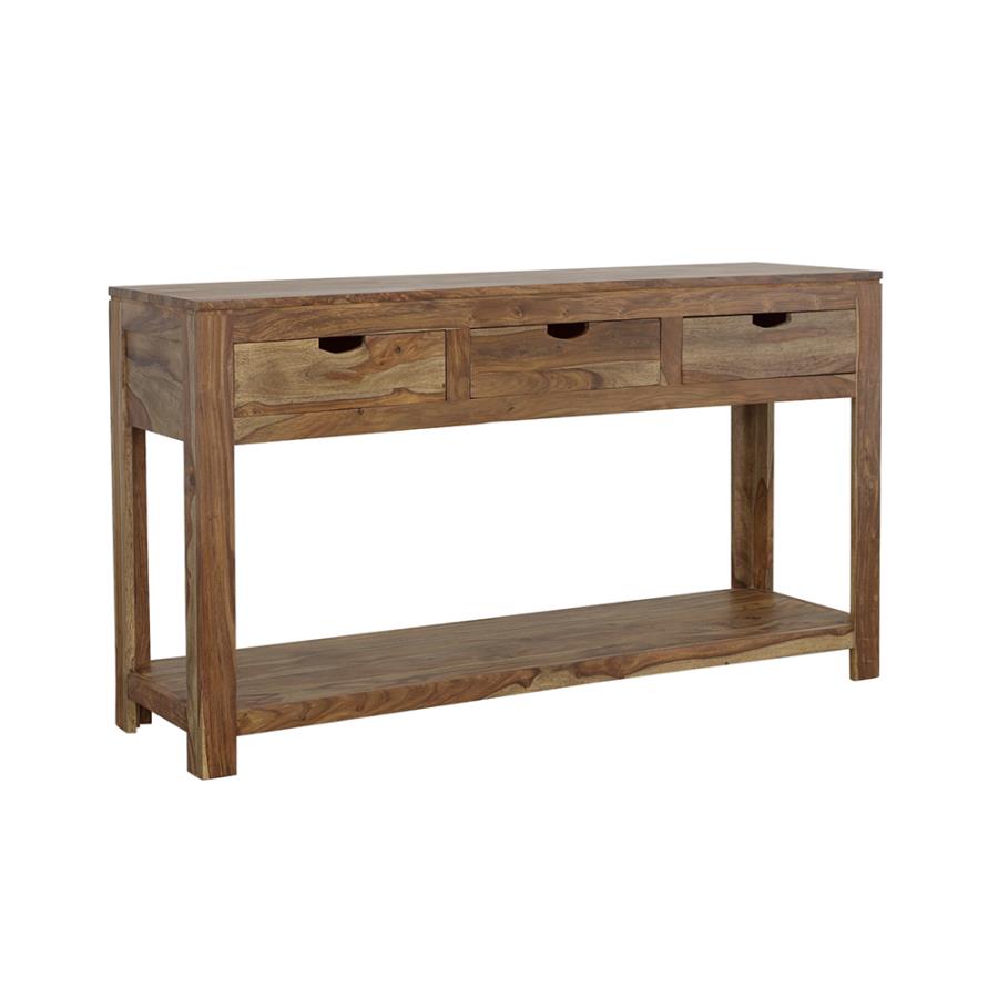 (image for) Esther 3-drawer Wood Console Table Natural Sheesham - Click Image to Close