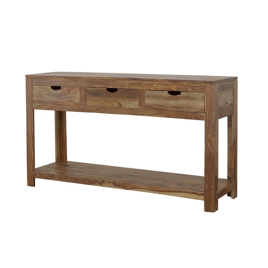 (image for) Esther 3-drawer Wood Console Table Natural Sheesham