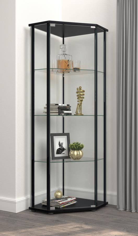 (image for) Zenobia 4-shelf Curio Cabinet Display Case Black