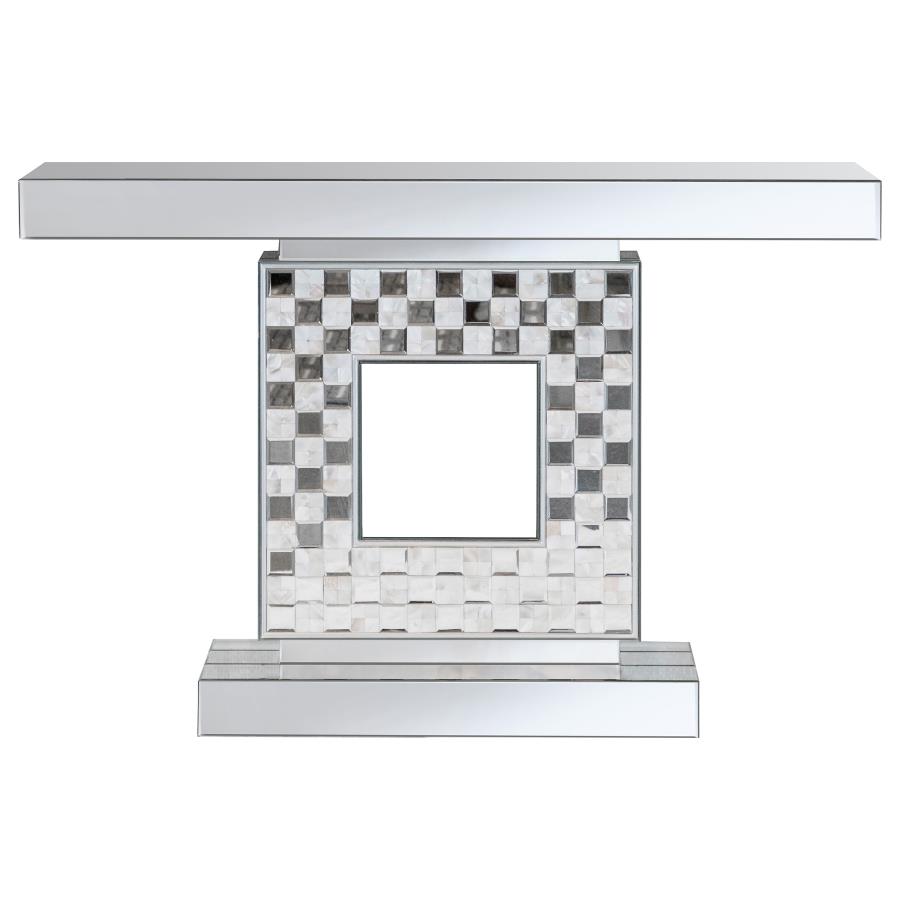 (image for) Claire Checkerboard Square Base Console Table Silver - Click Image to Close