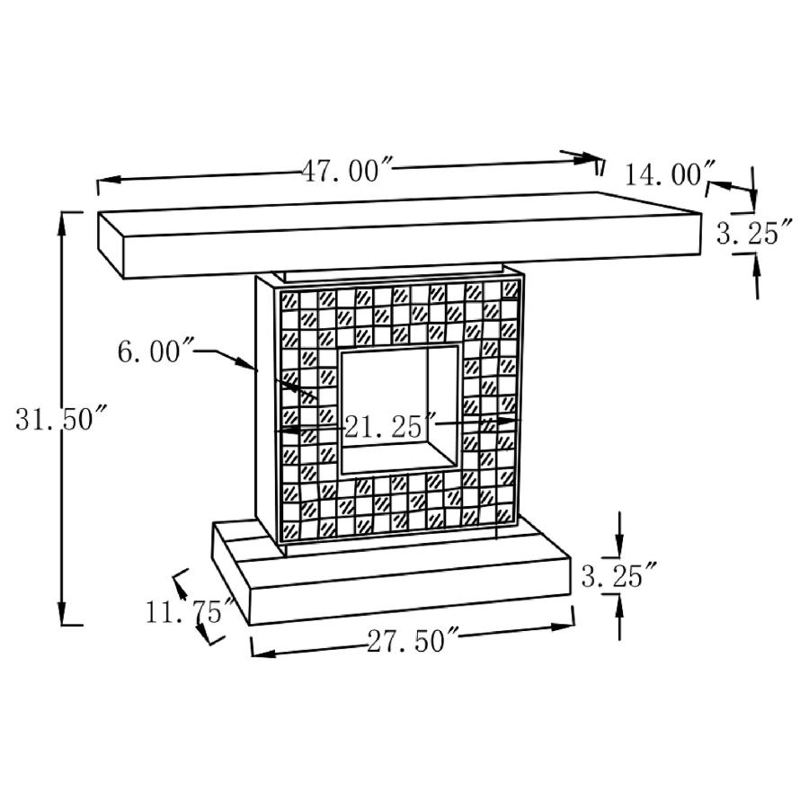 (image for) Claire Checkerboard Square Base Console Table Silver