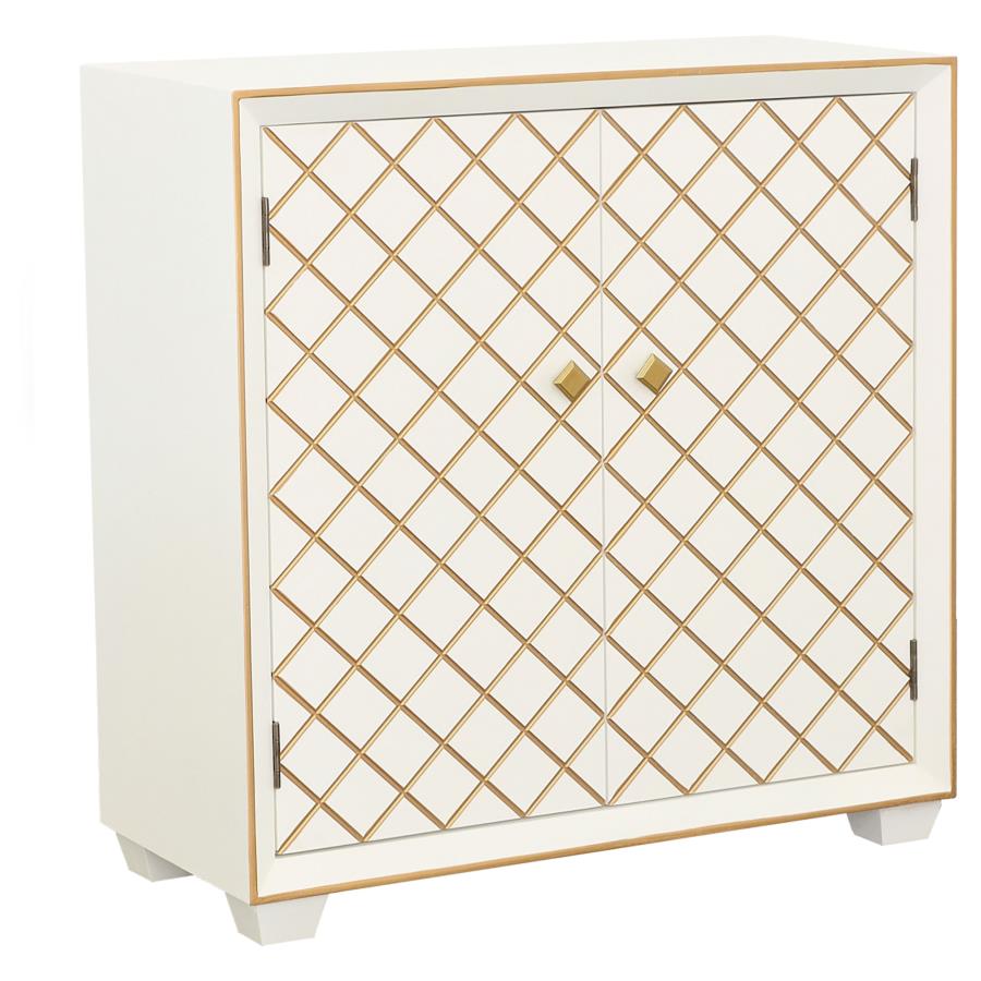 (image for) Belinda 2-door Storage Accent Cabinet White and Gold