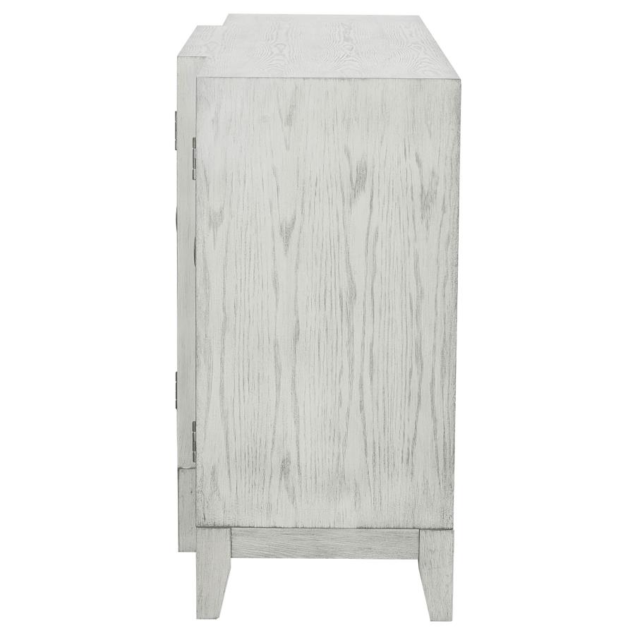 (image for) Mckellen 4-door Wood Trellis Accent Cabinet Distressed White