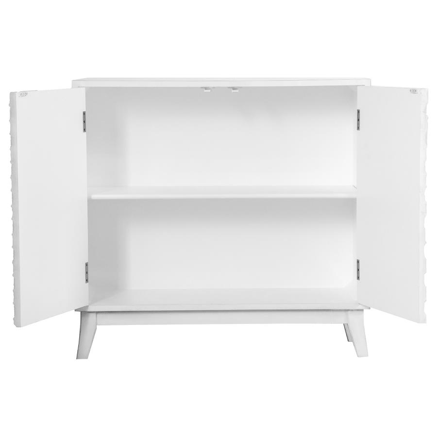 (image for) Gambon 2-door Wood Honeycomb Pattern Accent Cabinet White