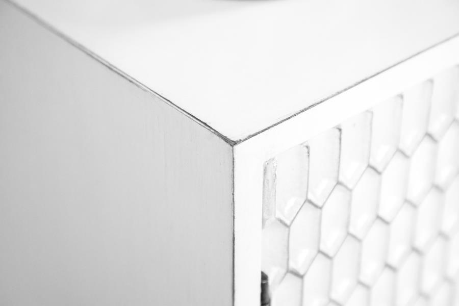 (image for) Gambon 2-door Wood Honeycomb Pattern Accent Cabinet White