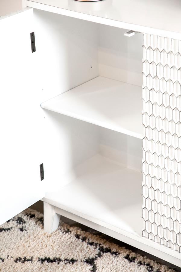 (image for) Gambon 2-door Wood Honeycomb Pattern Accent Cabinet White