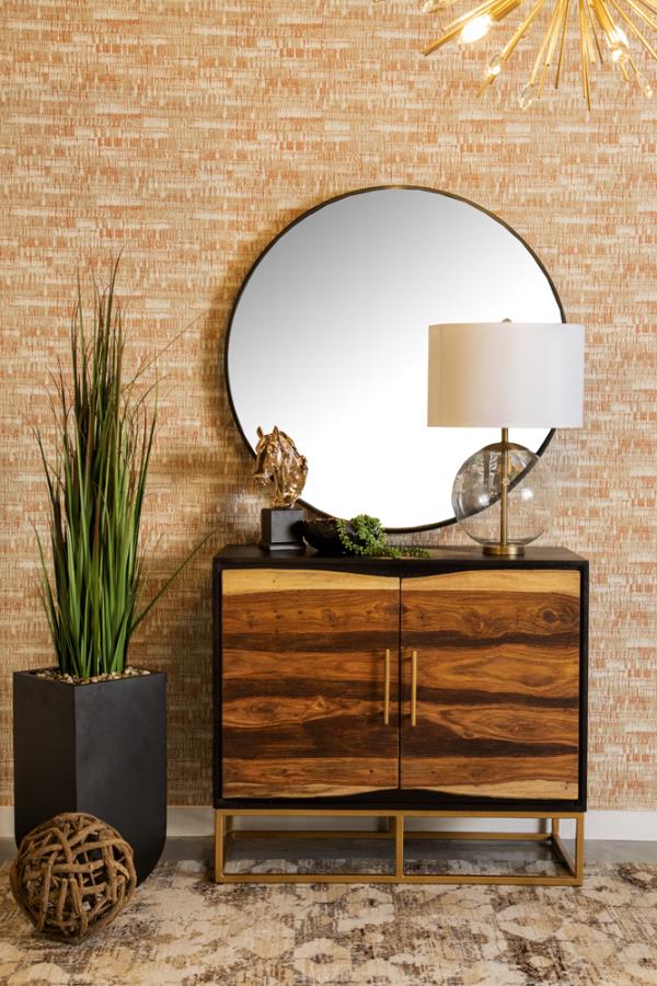 (image for) Zara 2-door 40" Wood Accent Storage Cabinet Black Walnut