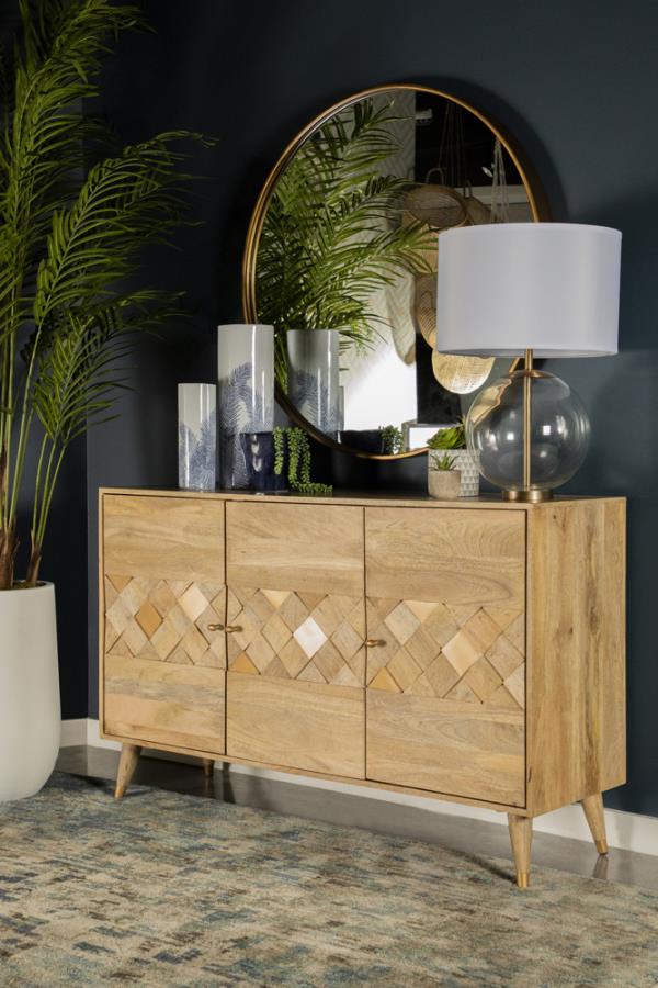 (image for) Alyssum 3-door Mango Wood Accent Cabinet Natural