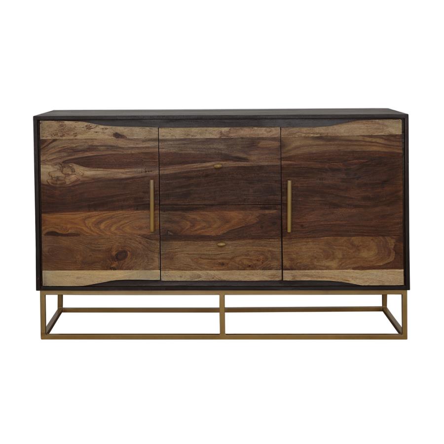 (image for) Zara 2-door 57" Wood Accent Storage Cabinet Black Walnut