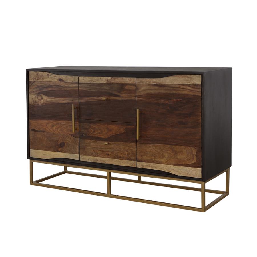 (image for) Zara 2-door 57" Wood Accent Storage Cabinet Black Walnut