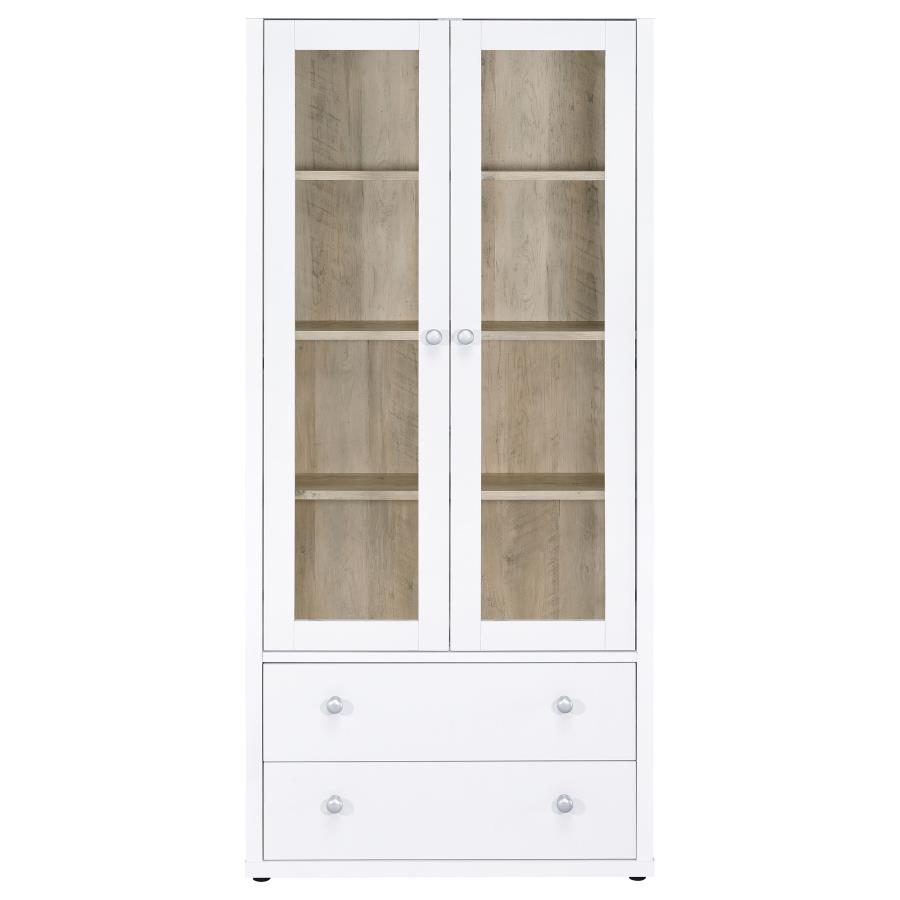 (image for) Hawthorne 4-shelf Glass Door Tall Cabinet with Drawers White