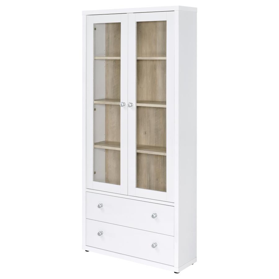 (image for) Hawthorne 4-shelf Glass Door Tall Cabinet with Drawers White