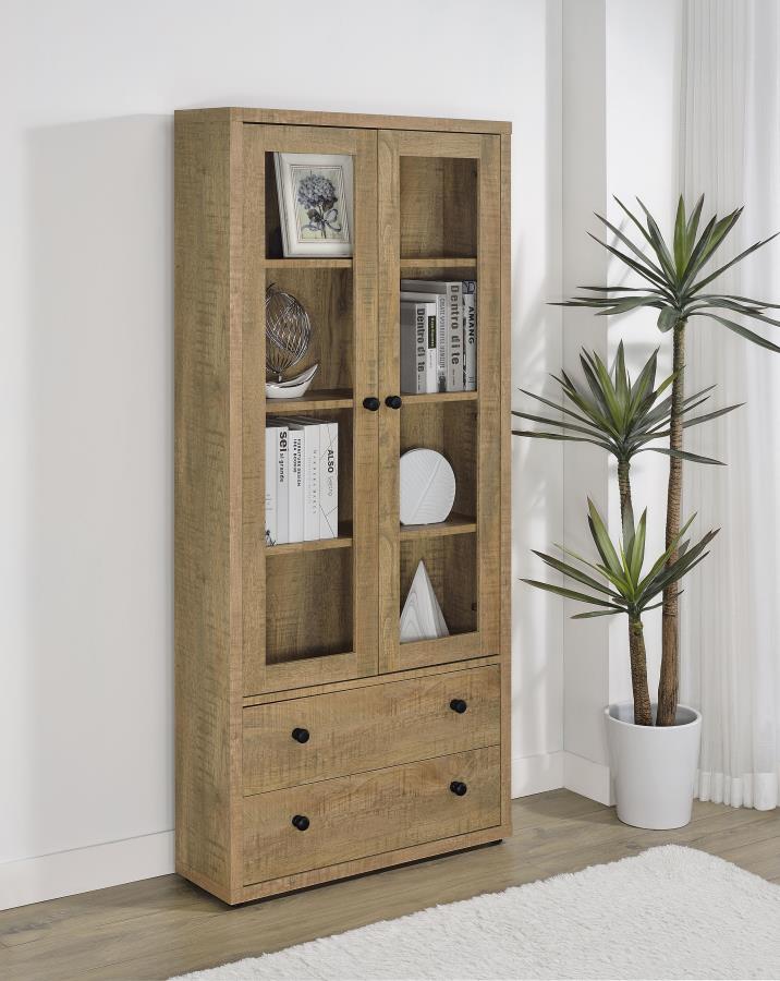 (image for) Hawthorne 4-shelf Glass Door Tall Cabinet with Drawers Mango