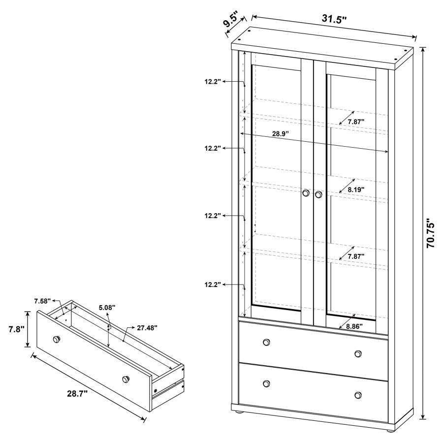 (image for) Hawthorne 4-shelf Glass Door Tall Cabinet with Drawers Mango