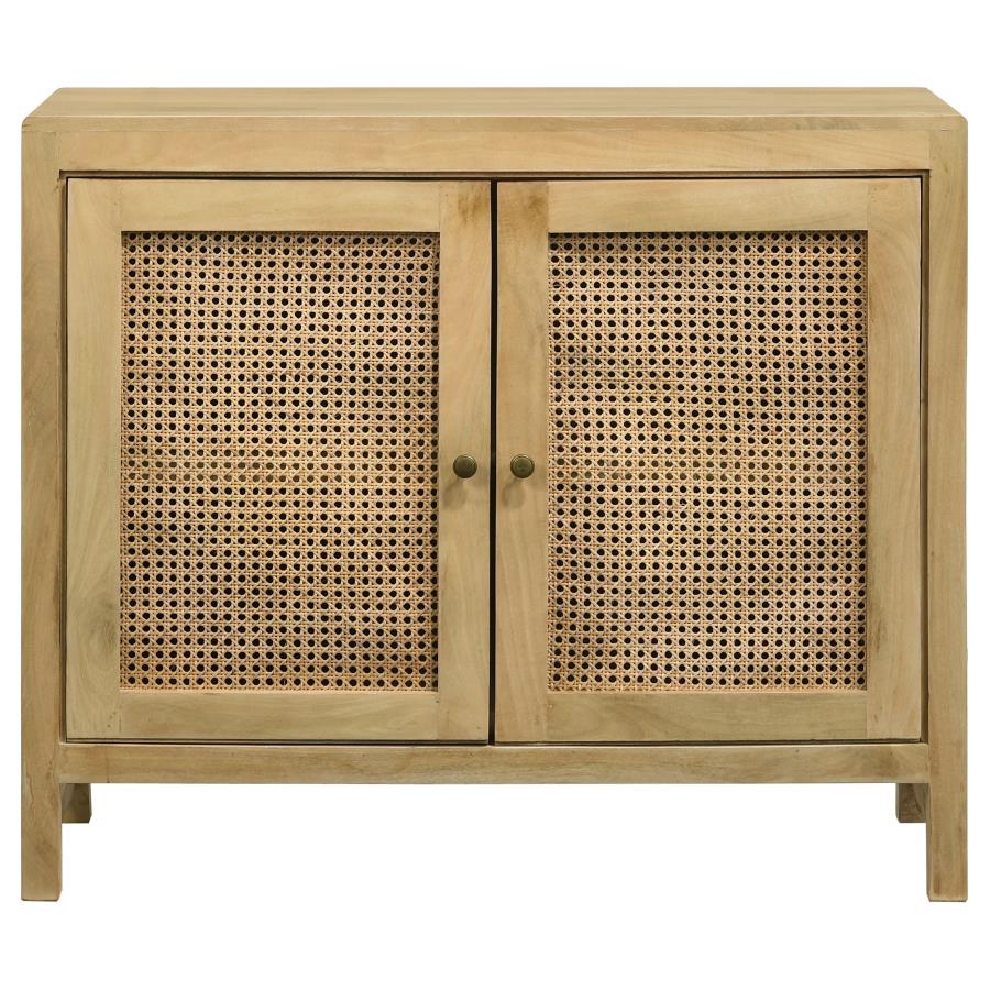 (image for) Zamora 2-door Wood Accent Cabinet with Woven Cane Natural