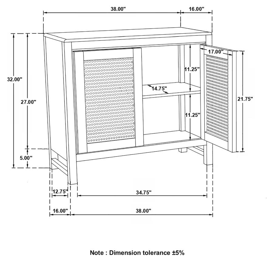 (image for) Zamora 2-door Wood Accent Cabinet with Woven Cane Natural