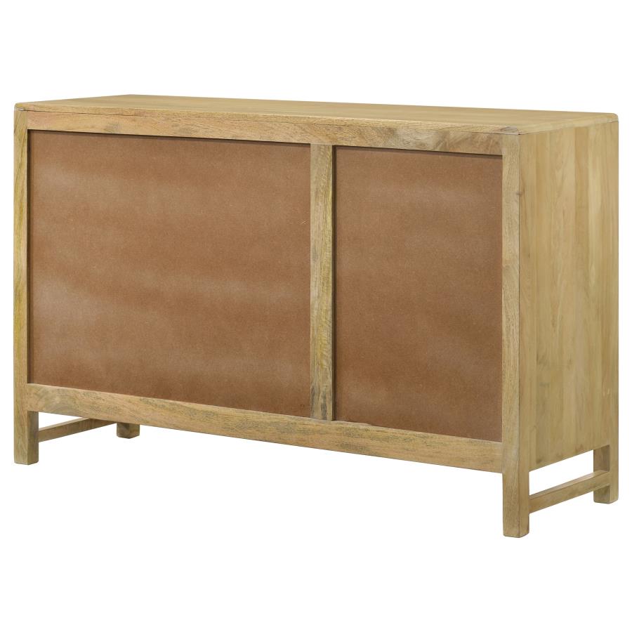 (image for) Zamora 3-door Wood Accent Cabinet with Woven Cane Natural