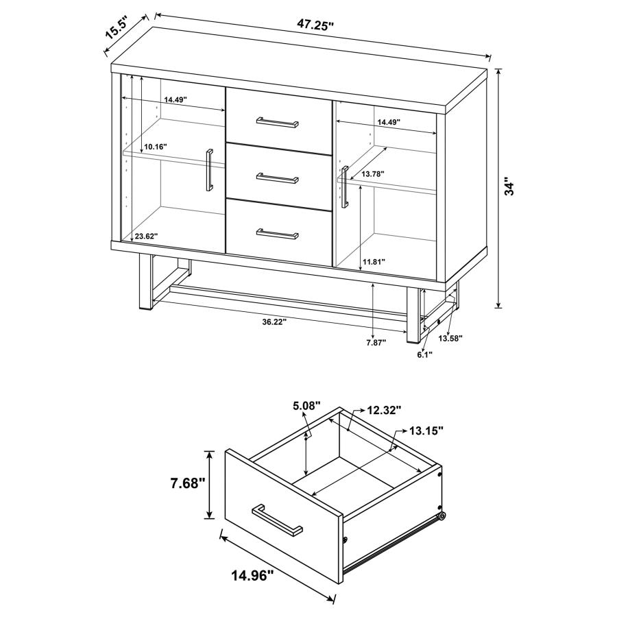 (image for) Abelardo 3-drawer Engineered Wood Cabinet Weathered Oak