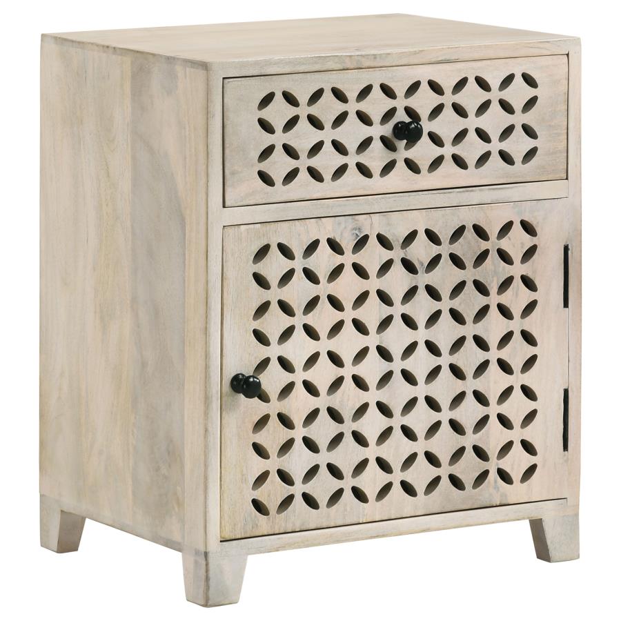 (image for) August 1-drawer Trellis Pattern Storage Cabinet White Washed