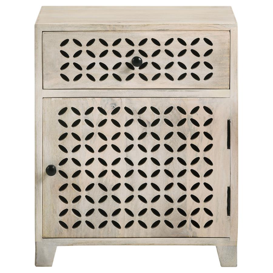 (image for) August 1-drawer Trellis Pattern Storage Cabinet White Washed