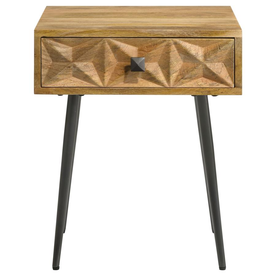 (image for) Ezra 1-drawer Rectangular Accent Side Table Natural Mango