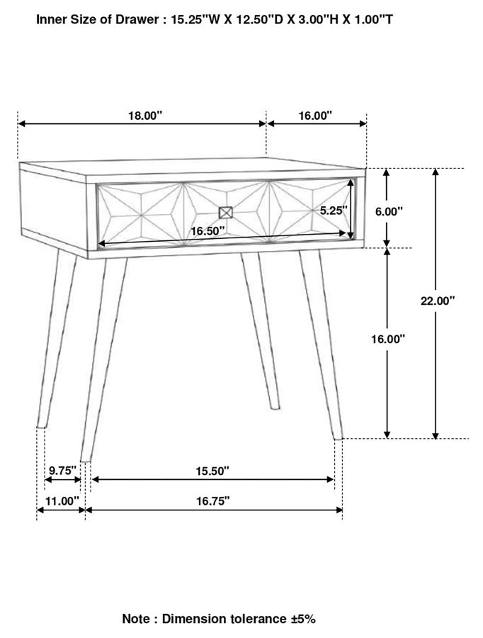 (image for) Ezra 1-drawer Rectangular Accent Side Table Natural Mango