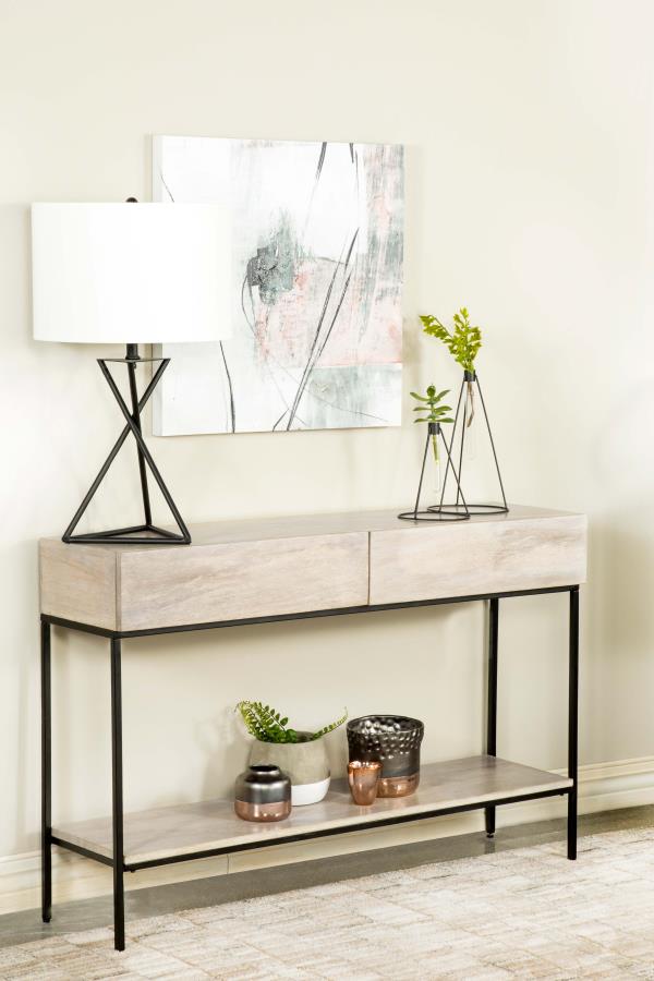 (image for) Rubeus 2-drawer Wood Entryway Console Table White Washed