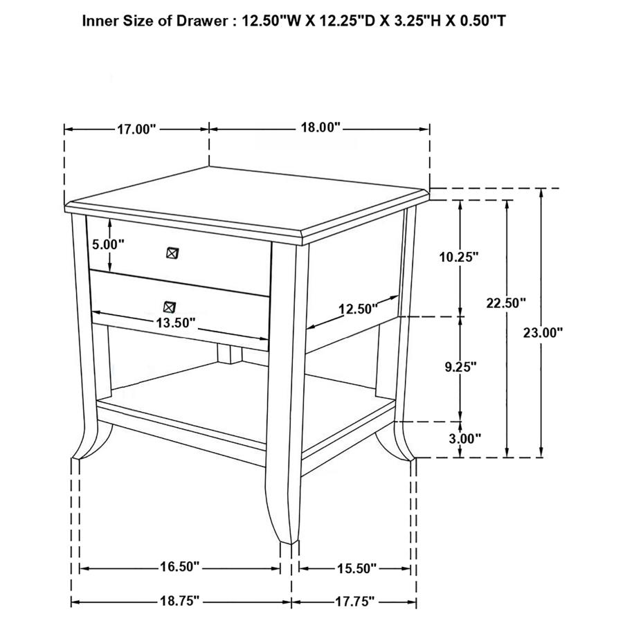 (image for) Russo 2-drawer Accent Side End Table Natural Mango