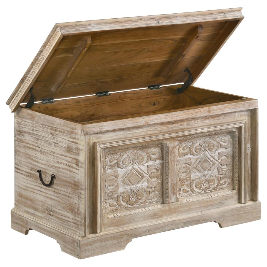 (image for) Nilay Wood Storage Trunk White Washed and Black