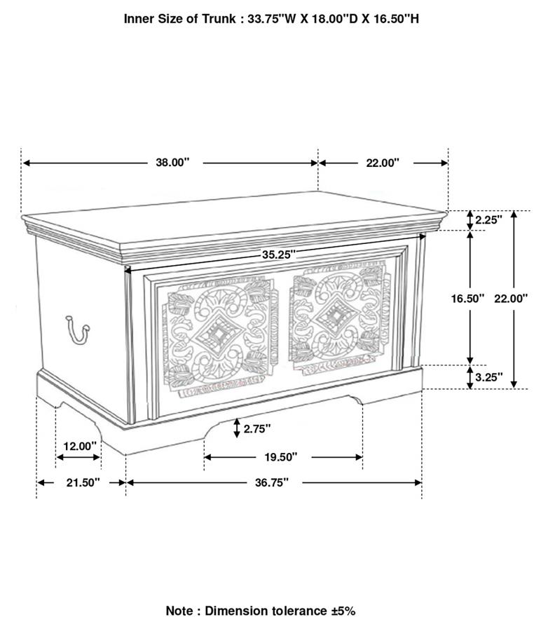 (image for) Nilay Wood Storage Trunk White Washed and Black