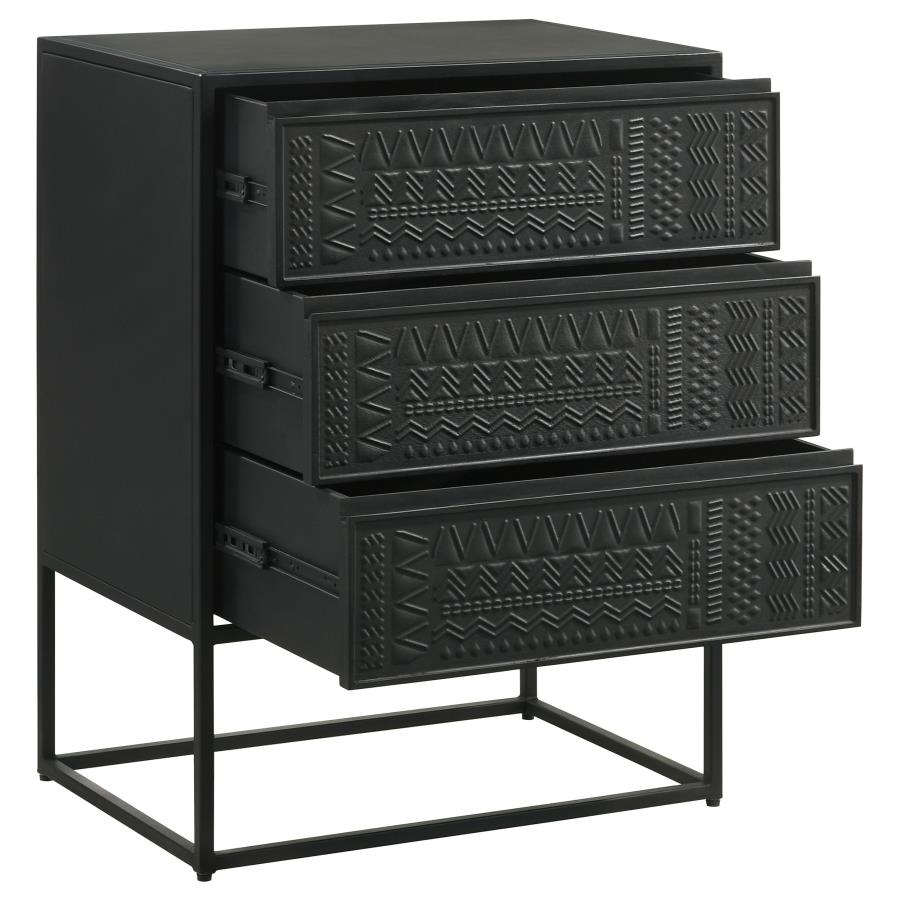 (image for) Alcoa 3-drawer Multi-Purpose Tall Accent Cabinet Black