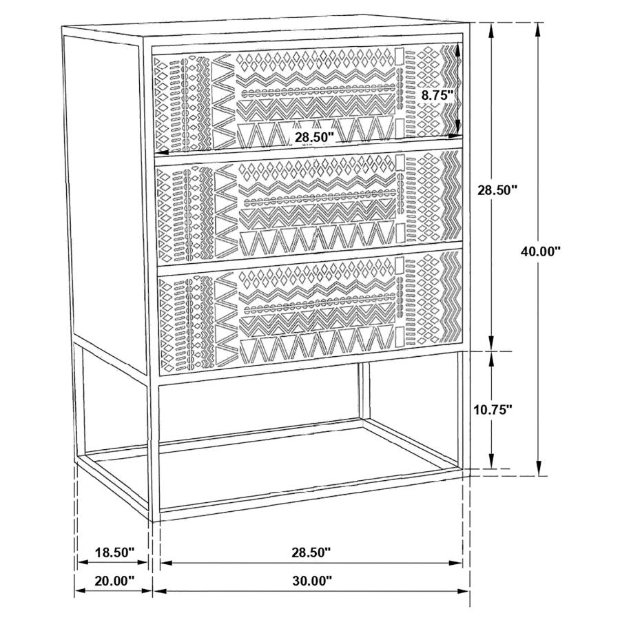 (image for) Alcoa 3-drawer Multi-Purpose Tall Accent Cabinet Black