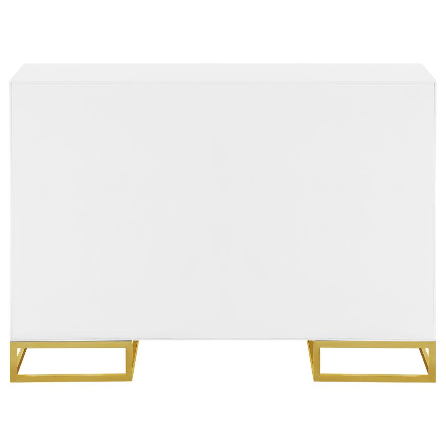 (image for) Elsa 2-door Wood Storage Accent Cabinet White and Gold