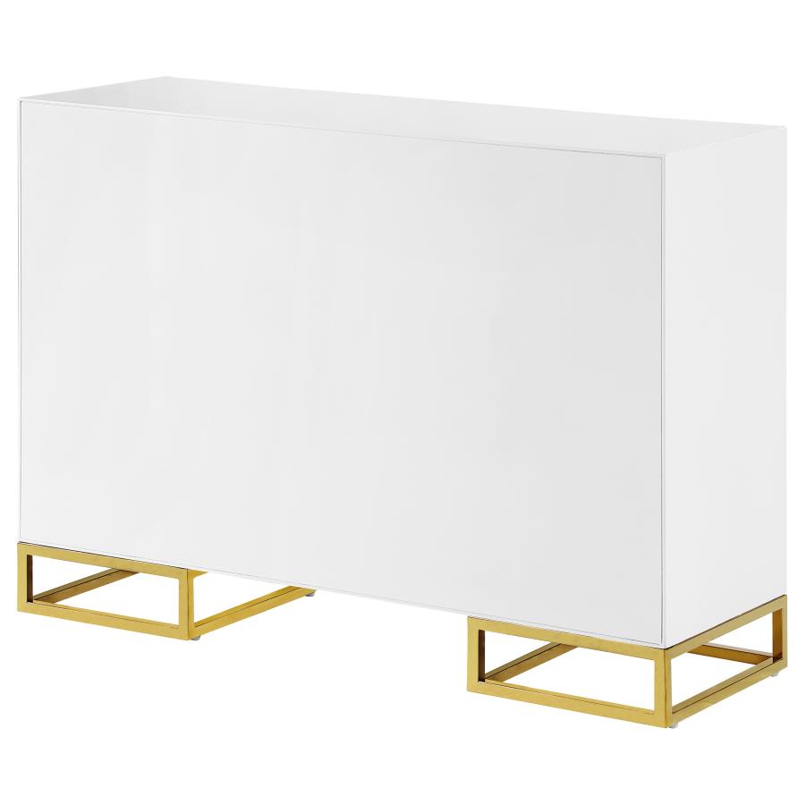 (image for) Elsa 2-door Wood Storage Accent Cabinet White and Gold